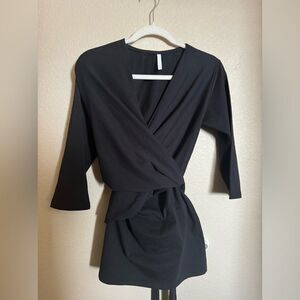 Nothing fits but wrap shirt black‎ sz l/xl maternity nursing 3/4 Sleeve